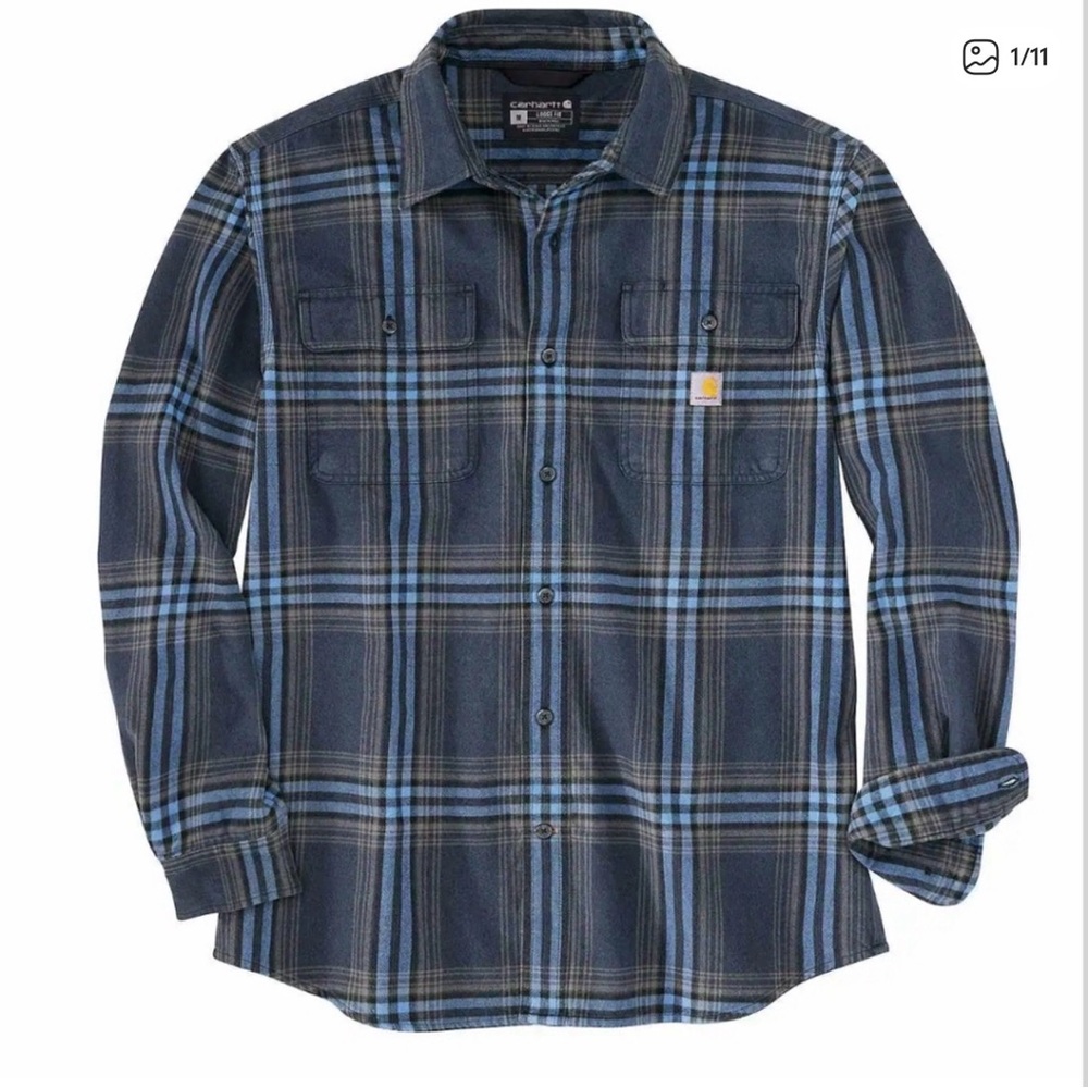 Carhartt Men's Loose Fit Heavyweight Flannel Long-Sleeve Plaid Shirt
